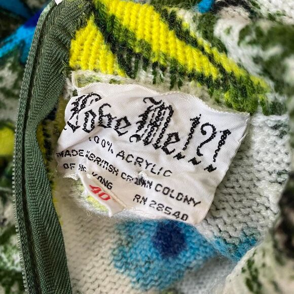 Love Me!?! Women's psychedelic floral print knit sweater vintage 60s 50s - Picture 4 of 4